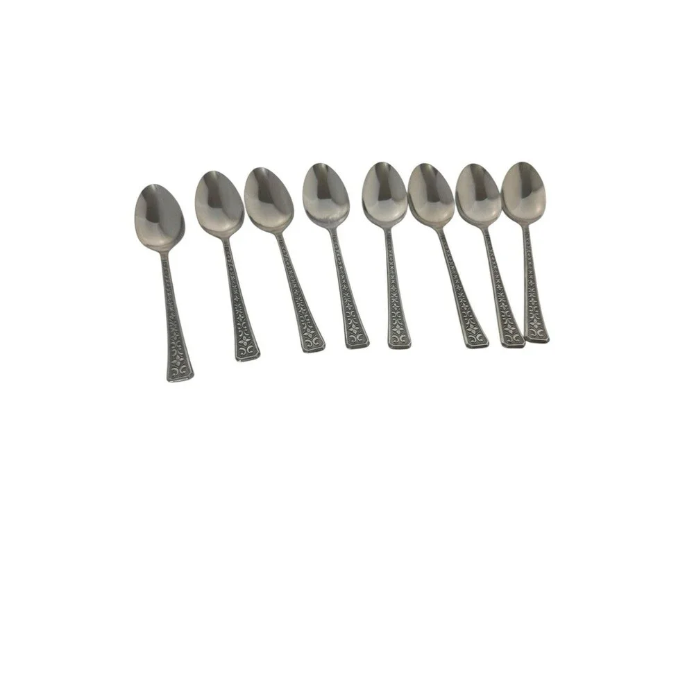 VTG INTERPUR Florenz Stainless Flatware Korea Floral Daisy Fleur de Lis Lot (13)